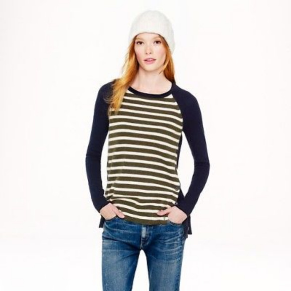 J. Crew Sweaters - J CREW Hi-Lo Side Button Sweater M NWT $98 Stripe